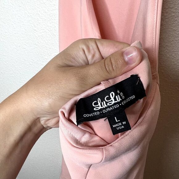 Lulus Pink High Neck Halter Neck Tie Mini Dress Size Large - Picture 4 of 6